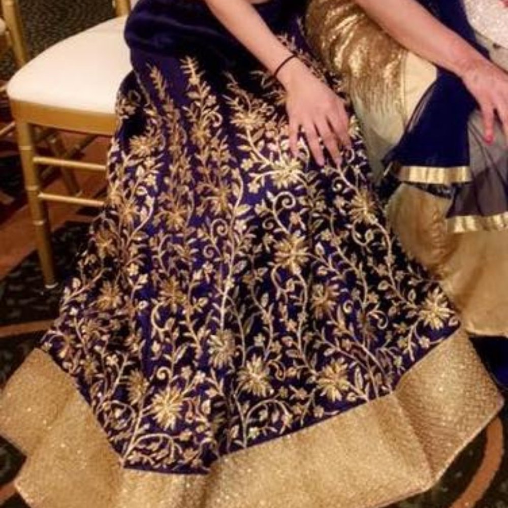 Pakistani/Indian blue and gold lengha